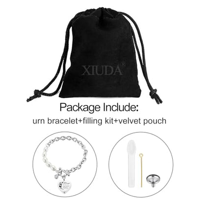 XIUDA Urn Bracelet for Ashes Cremation Bracelet Ashes Bracelet Heart Locket Holder Bangle Link Chain Women Men - color: Silver-Butterfly