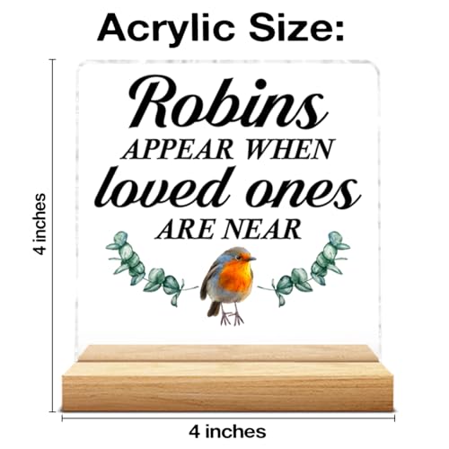 Bereavement Gifts for Loss of Loved One, Condolences Gifts | Sympathy Memorial Gifts for Loss Keepsake, Robins Appear When Loved Ones Are Near Acrylic Plaque Sign - color: Sympathy-c