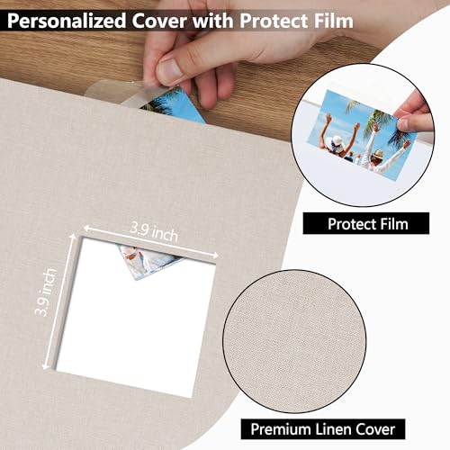 Vienrose Scrapbook Photo Album,12x12 Inch,3 Ring Binder,Off White,100 Pages | Linen Cover Scrapbook, 50 Plastic Sleeves, 100 Blank Black Inner Pages for Wedding Birthday Travel Baby - color: Beige, size: 12 X 12 IN 50 Sheets