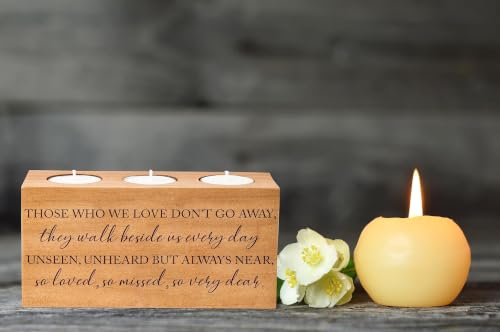 Sympathy Bereavement Gift for Loss of Loved One - Memorial Candle Holders - Handcrafted Wooden Keepsake with Poem - Condolence for Loss of Mother, Father (WE Love) - color: We Love
