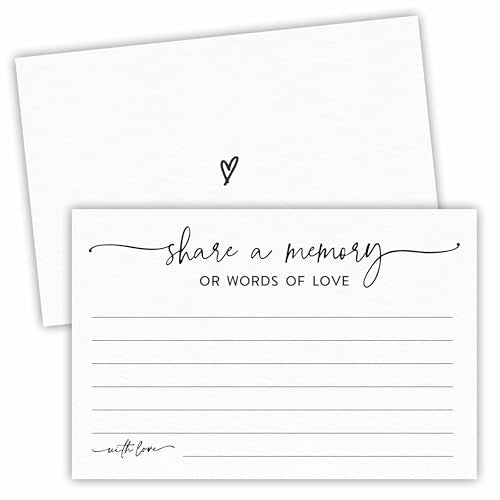 50 Pcs Share A Memory Of Love Cards- 4"x 6" Double Sided Fill- Memory Cards For Wedding, Graduation, Anniversary, Birthday, Retirement Party - Celebration Of Life Keepsake Cards（Minimalism White)- A02 - color: Share A Memory Or Worlds Of Love(White)
