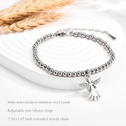 Sympathy Gifts for Loss of Loved One, Memorial Bereavement Gifts for Loss of Mother Father Husband Pets, Angel Bracelet Beads for Women - style: loss of husband