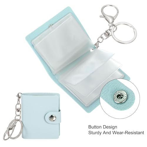 uxcell Mini Photo Keychain DIY Small Memory Key Ring Picture Book for Family - color: Blue