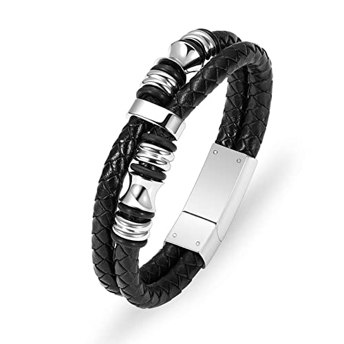 Minicremation Cremation Jewelry Urn Bracelet for Ashes Braided Leather Memorial Urn Bangle Ashes Holder for Men Women Keepsake Jewelry - color: Silver 22cm