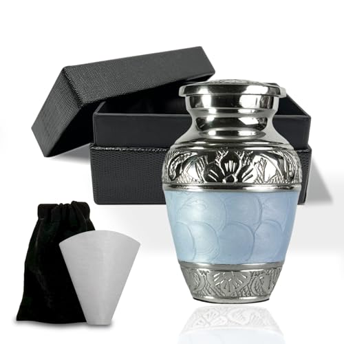 Small Urn for Human Ashes Keepsake – Mini Urn for Ashes – Handcrafted Blue Keepsake Urns – Memorial Ash Holder Tribute - color: Sky Blue, size: Single Keepsake