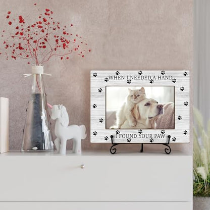 Utaqer Dog Picture Frame, When I Needed A Hand I Found Your Paw, Picture Gifts For Women Wife Friend, Wooden Picture Frame For Keepsake Birthday Holiday, 4X6 Photo Frame With Stand -30 - style: FOUND YOUR PAW