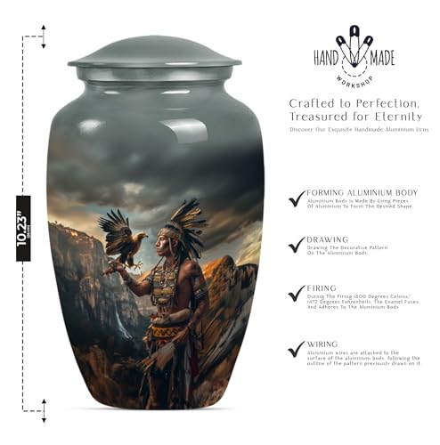 Native American Urns for Ashes - Burial Urns for Human Ashes Adult Male 10" - size: #1 (Large Size)