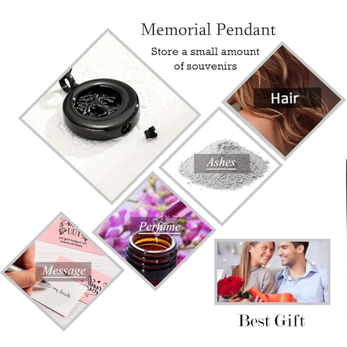 Hearbeingt Tree of Life Urn Necklaces for Ashes Circle Cremation Jewelry - color: A-Black
