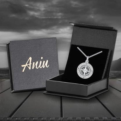 Aniu S925 Sterling Silver Urn Necklace Cremation Jewelry for Ashes - color: Compass - C