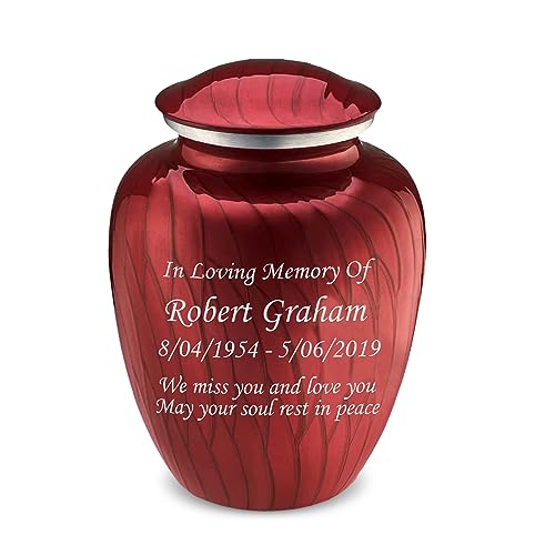 Geturns Embrace Adult Personalized Cremation Urns for Human Ashes I Large Pearl Candy Red Funeral Urn for Men and Women I 200 lbs - color: Pearl Candy Red