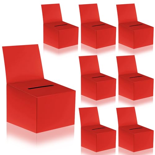 8 Pcs Raffle Boxes Cardboard Box with Slot for Ticket and Removable Header, 6.5 x 4.5 x 4.5 Inch Ballot Box Donation Box Charity Box for Collecting Business Card Voting Contest(Red, 8 PCS) - color: Red, size: 8 PCS