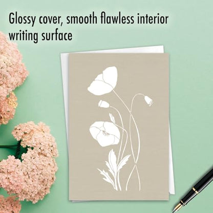 NobleWorks - Sympathy Greeting Card with Envelope (4.63 x 6.75 Inch) - White Ink Florals C8887ESMG - style: White Ink Florals