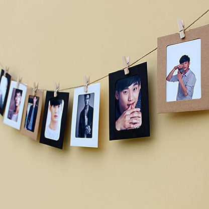 Loxuezx Cardboard Picture Frames, 4x6 Paper Photo Frame Collage Wall Decor, Photo String with Clips, Black 10.2x15.2cm - color: Black 30P