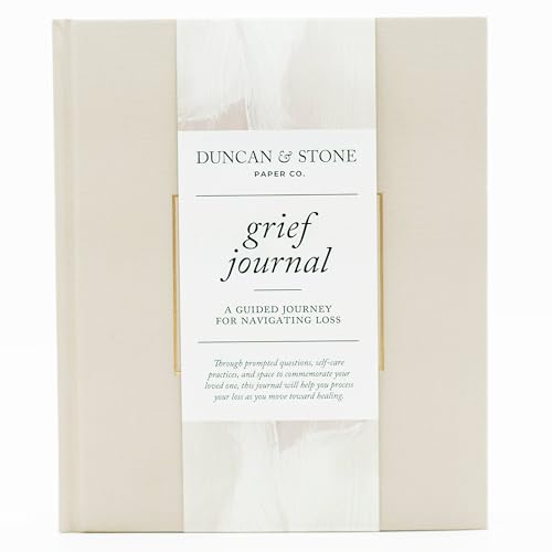 Duncan & Stone Guided Grief Journal with Prompts & Photo Pocket, Sand - color: Sand