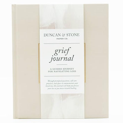 Duncan & Stone Guided Grief Journal with Prompts & Photo Pocket, Sand - color: Sand