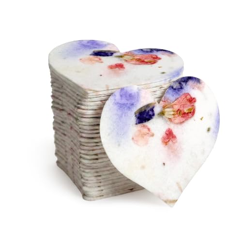 50 Small (1.75" hx1.5 w) Pink & Purple Heart Gift Wrap Tags | Writable & Plantable Gift Tags Seed Paper, Mom's Gift for Birthday, Use for Wedding, Baby Shower, Party Favors, & DIY Crafts - color: Pink and Purple Heart, size: Small