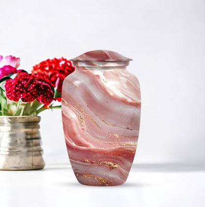 Rose Gold Abstract Urn for Human Ashes - color: Rose Gold Abstract, size: 10 Inch + 3 Inch - Pack of 5