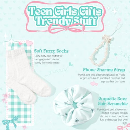 Gifts for Teen Girls, Teen Girl Gifts Trendy Stuff, Coquette Cute Bow Birthday Christmas Ideas Valentines Day Gift for Teen Girls Teenage Tween Daughter Sister Friend 14-16 16-18 Preppy Box Set - color: Mint Green