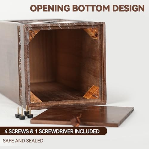 Wooden Urn for Ashes Adult Male Female, Cremation Urns for Human Ashes Adult Men Women, Decorative Burial Funeral Memorial Urn Box Holds 250 Cubic Inches, Tree of Life