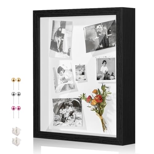 12x16 Large Shadow Box Frame with Thickened Acrylic Panel & Pins - color: Black+foam Back+foam Packaging, size: 12x16
