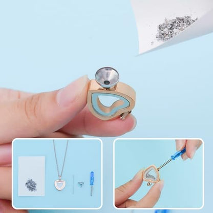 Glass Heart Cremation Urn Necklace for Ashes Stainless Steel Memorial Ash Pendant Keepsake Jewelry Cremation Jewelry for Women - color: Rose Gold