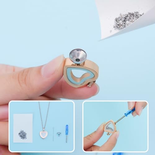 Glass Heart Cremation Urn Necklace for Ashes Stainless Steel Memorial Ash Pendant Keepsake Jewelry Cremation Jewelry for Women - color: Rose Gold