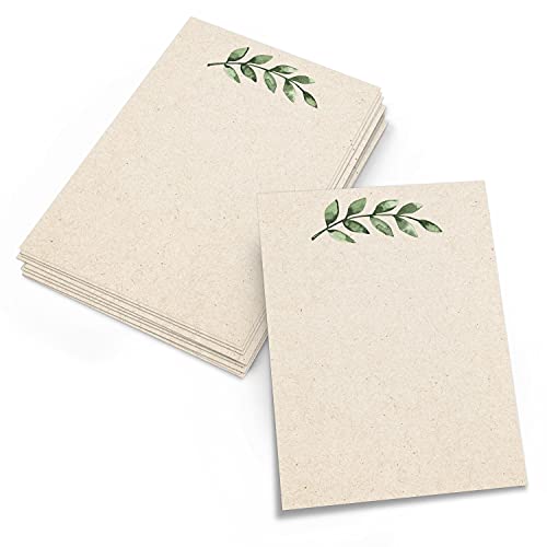 321Done Blank Notecards, Large 5x7, Set of 50, Greenery on Tan | Made in USA - Watercolor Leaves Note Cards for DIY Wedding Invitations, Programs, Showers, Table Numbers, Notes and Crafts - color: Greenery, Tan, size: 5x7, Vertical