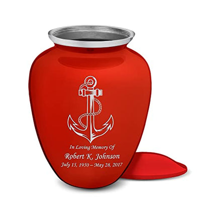 Adult Personalized Anchor Cremation Urns for Human Ashes I Large Bright Red Funeral Urn for Men and Women I 200 lbs - color: Bright Red