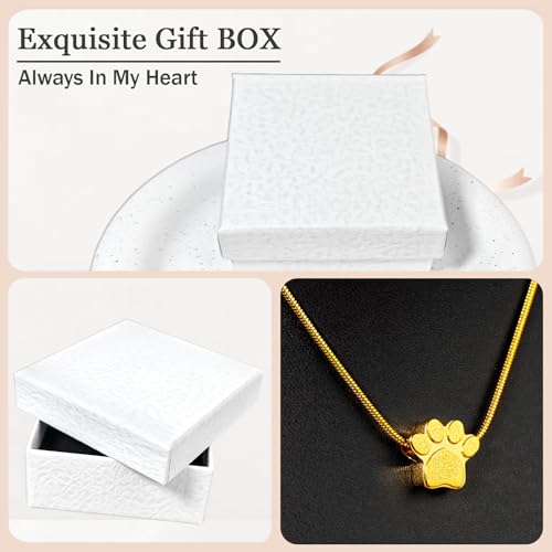 Paw Print Heart Pet Ashes Urn Necklace, Keepsake Pendant-B-Gold - style: B-Gold