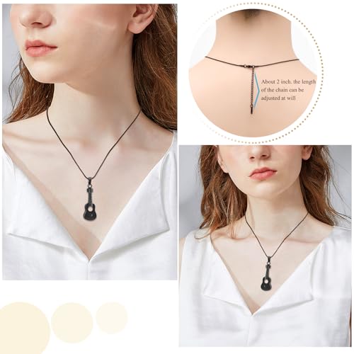 Oinsi Guitar Urn Necklace for Ashes Cremation Pendants Jewelry Ashes Holder Memorial Urn Necklace Cremation Jewelry for Human with Filling Kits - color: Black