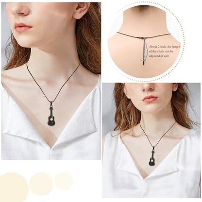 Oinsi Guitar Urn Necklace for Ashes Cremation Pendants Jewelry Ashes Holder Memorial Urn Necklace Cremation Jewelry for Human with Filling Kits - color: Black