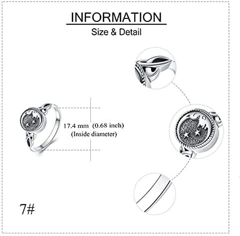 YAFEINI Moon and Star Urn Ring for Ashes Sterling Silver Memorial Keepsake Rings Cremation Jewelry for Women (10)