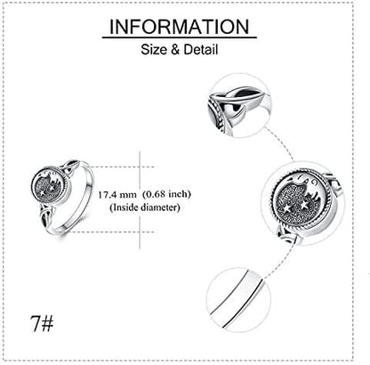 YAFEINI Moon and Star Urn Ring for Ashes Sterling Silver Memorial Keepsake Rings Cremation Jewelry for Women (10)
