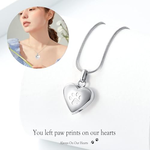 zeqingjw Pet Cremation Jewelry for Ashes Pendant Paw Print Pet Heart Urn Necklace Memorial Keepsake Jewelry for Pet/Dog's/Cat's Ashes - color: Heart-Custom Photo