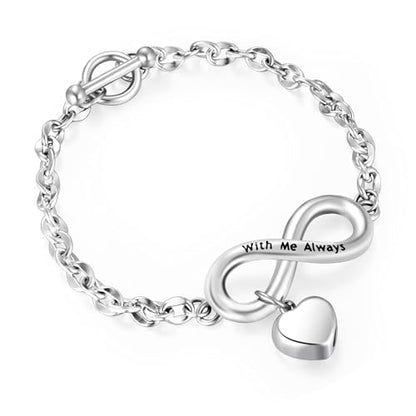 XIUDA Urn Bracelet for Ashes Cremation Bracelet Ashes Bracelet Heart Locket Holder Bangle Link Chain Women Men - color: Silver-Infinity