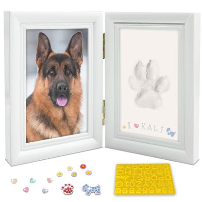 MYPAWLETS Clay Paw Print Kit for Dog Cat,Pawprint Keepsake Frame,L White - color: Medium-Large White