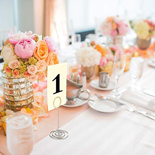 TecUnite 24 pcs 3.35 Inch Picture Clips Table Place Photos Card Holder | Silver Holds Menus Name number Cards, Wedding Reception Birthday Party Centerpieces, Durable Metal Wire,Spiral Base - color: Silver