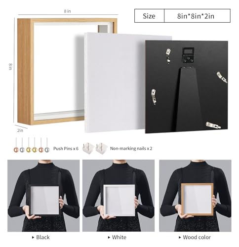 Travel Adventure Archive Shadow Box Frame with Slot, 8x8in Brown - color: Brown, size: 8x8in