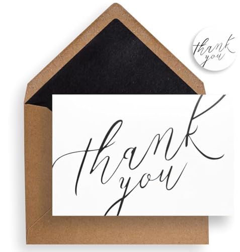Thank You Cards with Envelopes & Stickers – 40 Blank 4x6 Note Cards Bulk Set for Small Business, Wedding, Baby Shower, Graduation, Funeral, Bridal Shower - color: Brown, size: 40 Set