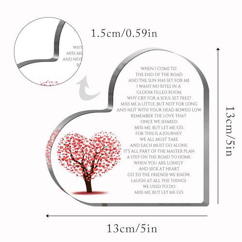 Remembrance Gifts, Sympathy Gifts, Funeral in Memory of Loved One, Heart Shaped Acrylic Decor Sign, Grieving Gift with Sympathy Condolence, Bereavement Condolence Gifts - style: 013