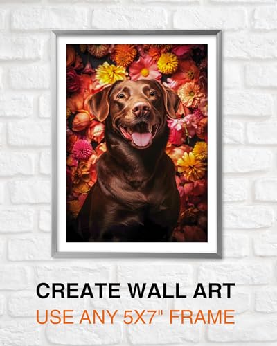 Labrador with Flowers All Occasions Greeting Card from Unique Dogs Party Delights Collection Large 5x7 Inch Blank Inside with White Envelope - color: Labrador with Flowers