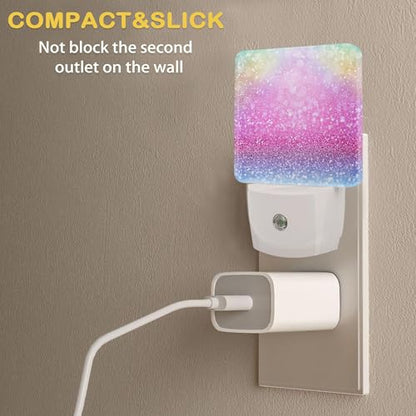 Pink Glitter Night Light,Plug in Night Light, Dusk to Dawn Sensor Nightlights for Stairway/Hallway/Kitchen/Bedroom/Bathroom 0.5W - color: Pink Glitter