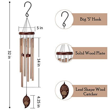 Keevous Memorial Wind Chimes for Loss of Loved One Outside (Bronzed,32") | Sympathy/Remembrance/Funeral/Bereavement Gifts,Engraved Tree of Life,Outdoor Clearance for Home & Garden Decor