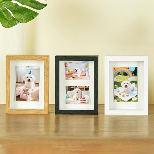 5x7 Small Shadow Box Frame with Thickened Acrylic Panel & Pins - color: Wood Color+foam Back+foam Packaging, size: 5x7
