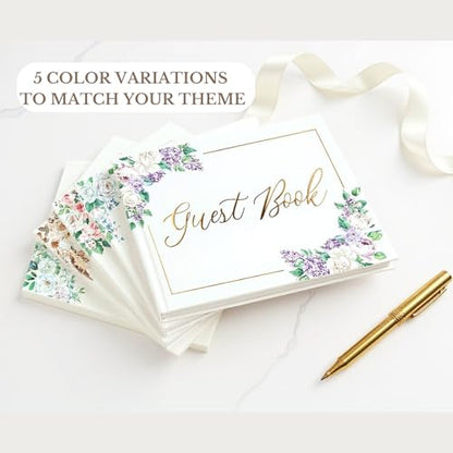 Wedding Guest Book for Guests to Sign, Elegant Wedding Guestbook Ideas, Sign in Book for Bridal and Baby Shower, Polaroid Guest Book, 100 Thick Lined and Blank Pages for Party, Wedding Books - color: Pink