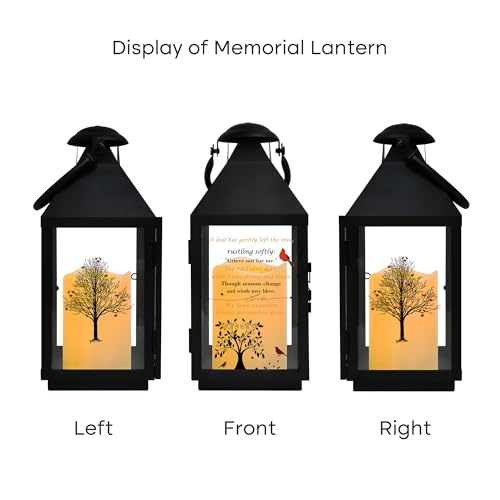 Black Memorial Lantern Sympathy Gift for Loss of Loved One | Remembrance Solar Lantern with Cardinal & Tree of Life, Bereavement Gifts for Loss of Mother Father, Funeral Condolence Gift