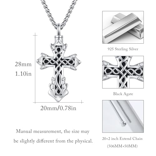 925 Sterling Silver Celtic Cross Urn Necklace for Ashes - color: silver-r