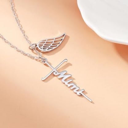 Lcherry Cremation Cross Necklace for Women - Angel Wing Faith Cross Necklace Memorial Gifts Religious Jewelry for Women - style: Mimi