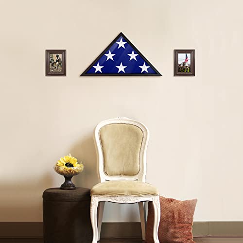 ASmileIndeep Flag Display Case - 5' x 9.5' Funeral & Military Flag Shadow Box with HD Tempered Glass and Wall Mount, Folded Triangle Flag Holder Frame for Veterans, Black - size: For 5' x 9.5' Flag-Black