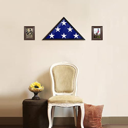 ASmileIndeep Flag Display Case - 5' x 9.5' Funeral & Military Flag Shadow Box with HD Tempered Glass and Wall Mount, Folded Triangle Flag Holder Frame for Veterans, Black - size: For 5' x 9.5' Flag-Black